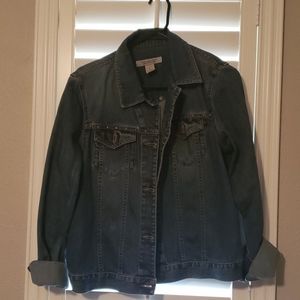 Studded jean jacket with American flag